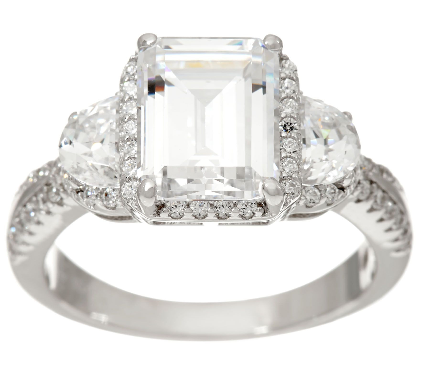 Qvc Wedding Rings
 Diamonique Emerald Cut Bridal Ring Sterling — QVC