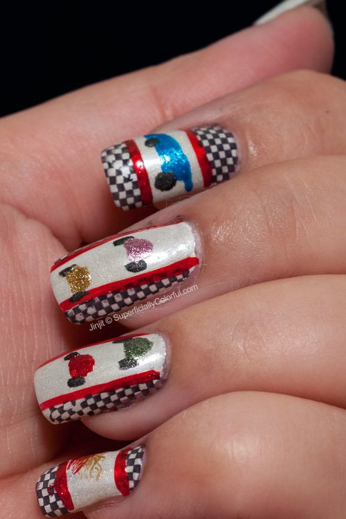 Racing Nail Designs
 Race Car Nail Art Gman parties Pinterest