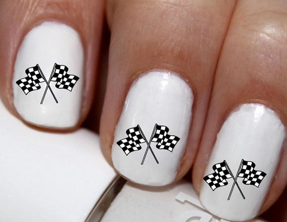 Racing Nail Designs
 20 pc Race Flags Race Day I Love Racing Nail Art Nail Decals