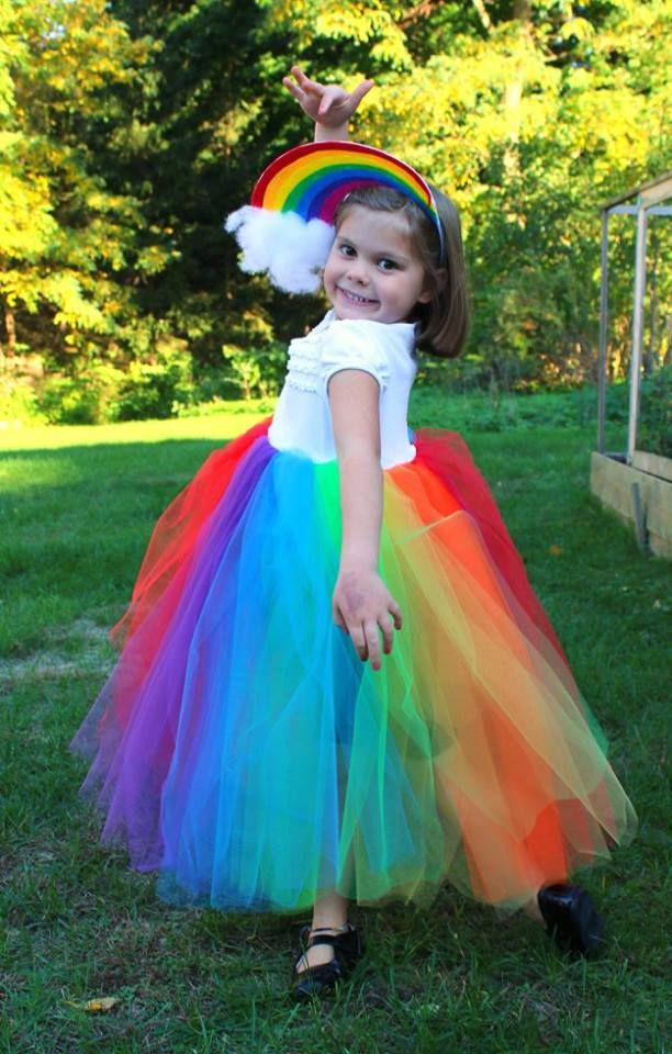 Rainbow Costume DIY
 DIY Rainbow Halloween Costume white t shirt bodice and