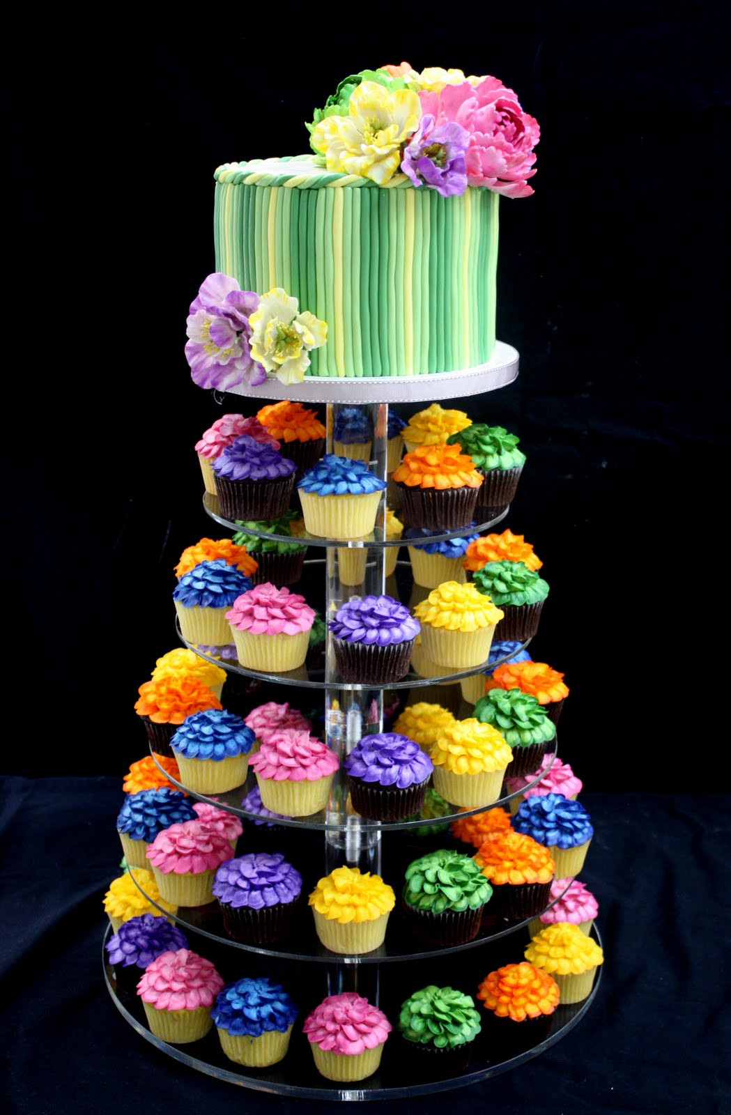 Rainbow Wedding Cakes
 plete Deelite Rainbow Peony Wedding Cupcake Tower
