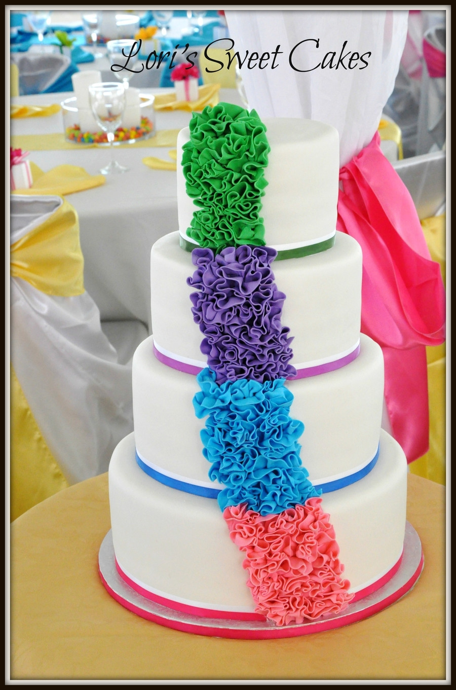 Rainbow Wedding Cakes
 Rainbow Ruffle Wedding Cake CakeCentral