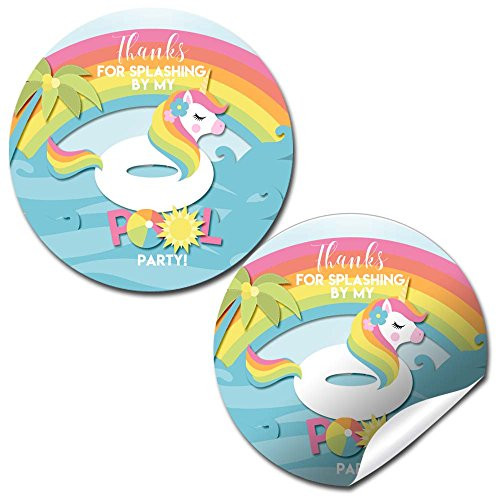 Rainbows And Unicorns Pool Party Ideas
 Unicorn Pool Party Birthday Stickers Amanda Creation