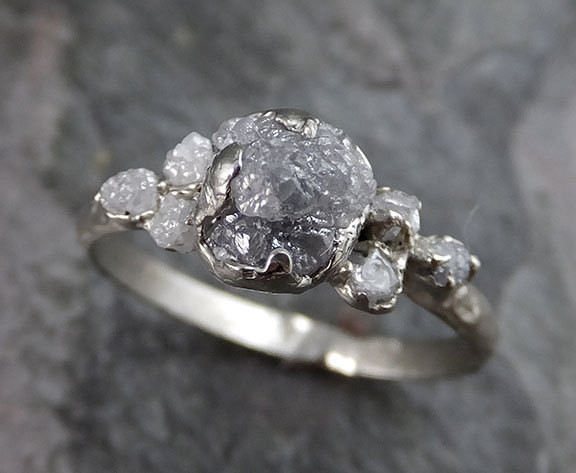 Raw Diamond Engagement Rings
 Raw Diamond White gold Engagement Ring Rough Gold Wedding Ring