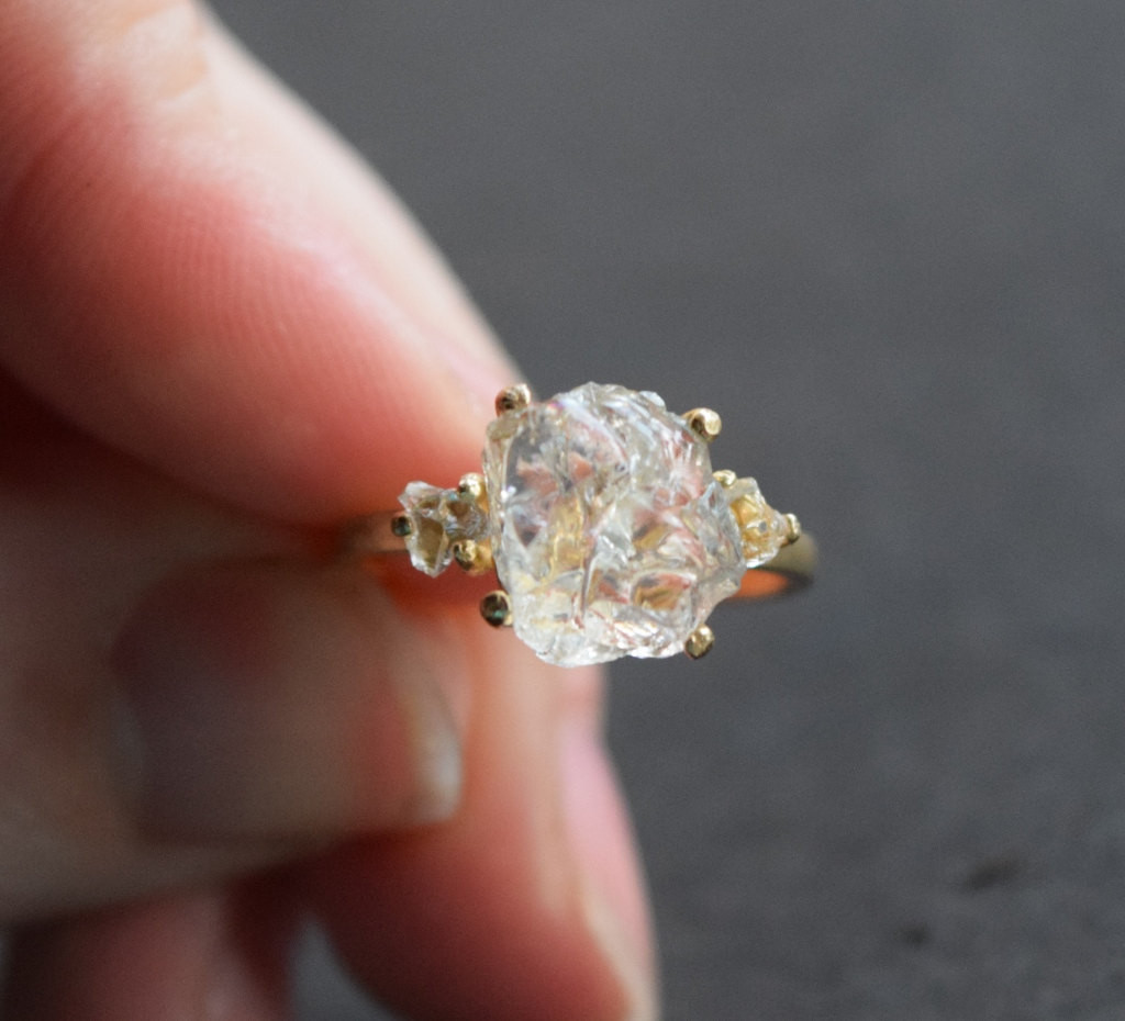 Raw Diamond Engagement Rings
 Size 7 14k Gold Diamond Ring Raw Diamond Engagement Ring