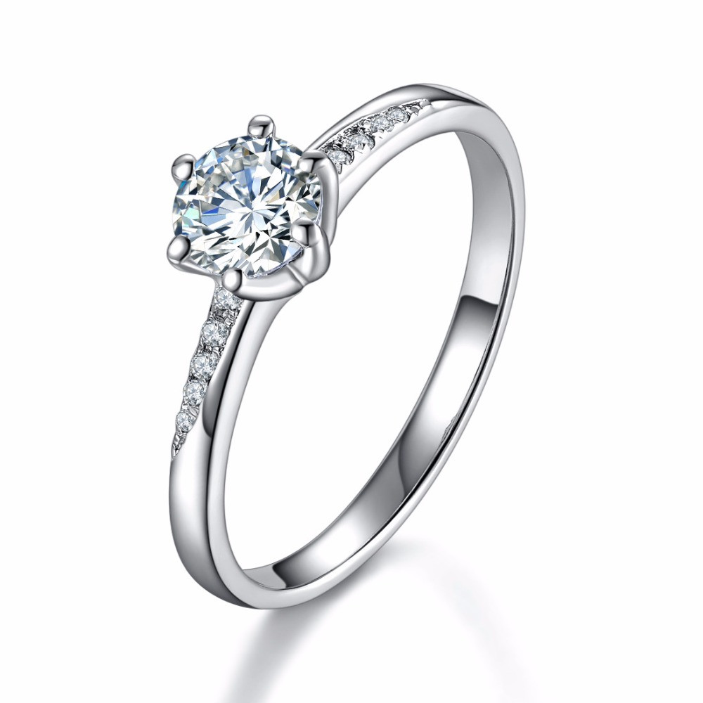 Real Diamond Promise Rings
 0 6Ct Real 14K White Gold Promise Ring Elegant Genuine