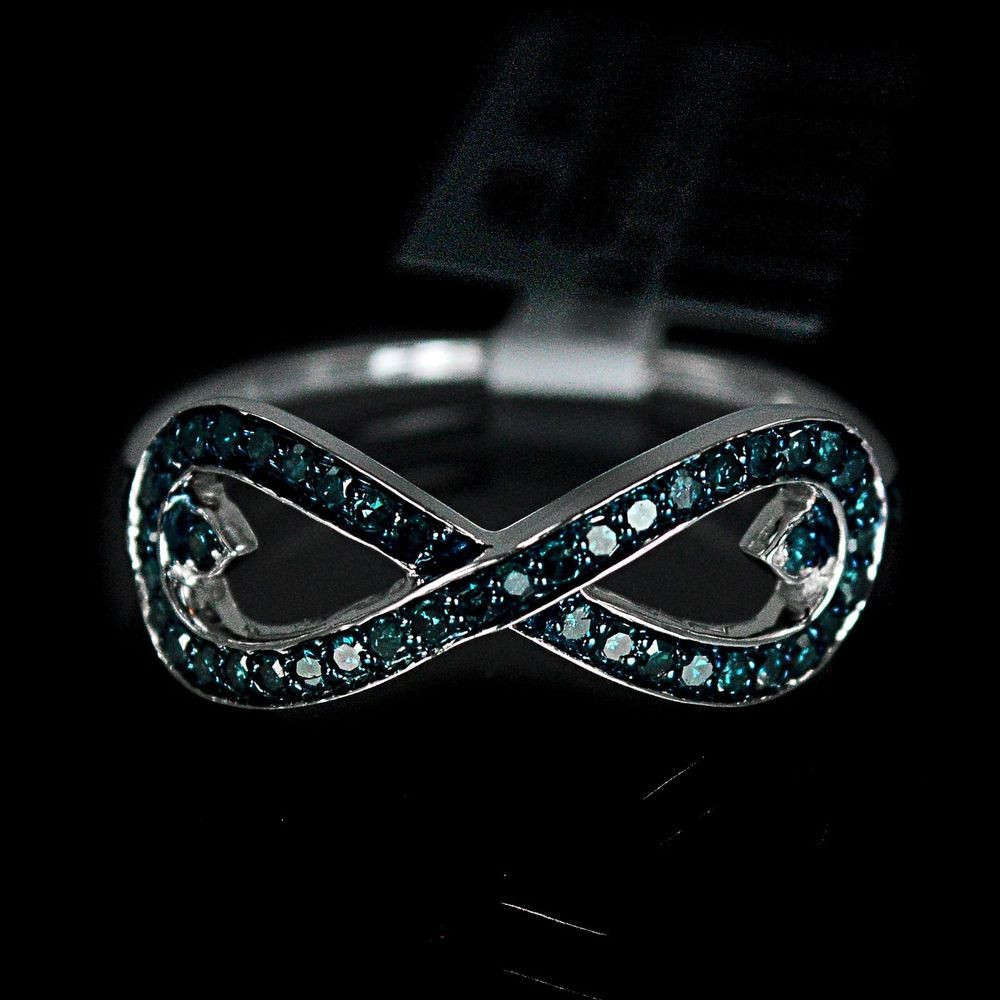 Real Diamond Promise Rings
 La s Silver 14k Gold Gp Real Genuine Blue Diamond Ring