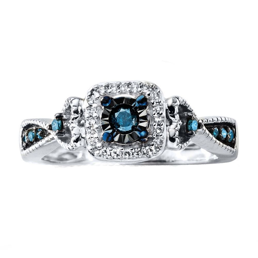 Real Diamond Promise Rings
 Real Blue Diamond Promise Ring 1 4 Ct Round Cut