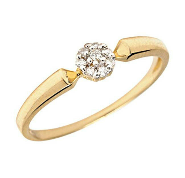Real Diamond Promise Rings
 10K Yellow Gold Genuine Diamond Cluster Promise Ring