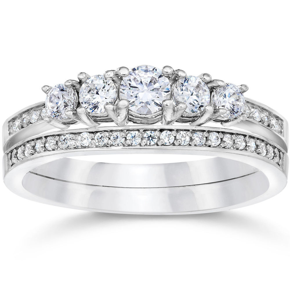 Real Diamond Wedding Rings
 5 8 Carat Vintage Real Diamond Engagement Wedding Ring Set