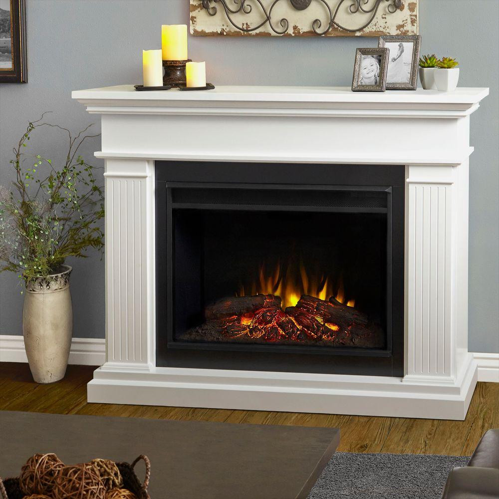 Real Flame White Electric Fireplace
 Real Flame Kennedy 56 in Grand Series Electric Fireplace