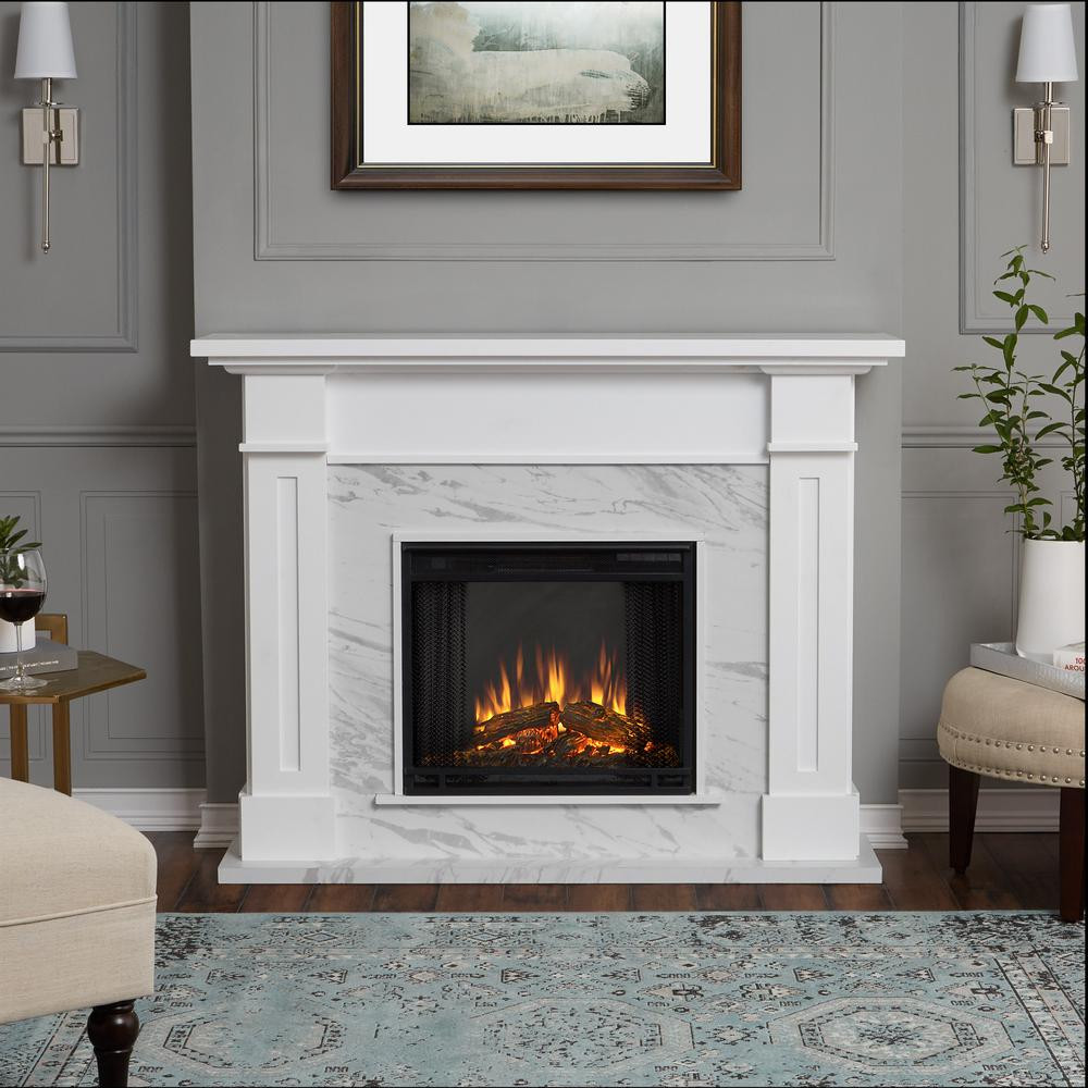 Real Flame White Electric Fireplace
 Real Flame Kipling 54 in Freestanding Electric Fireplace