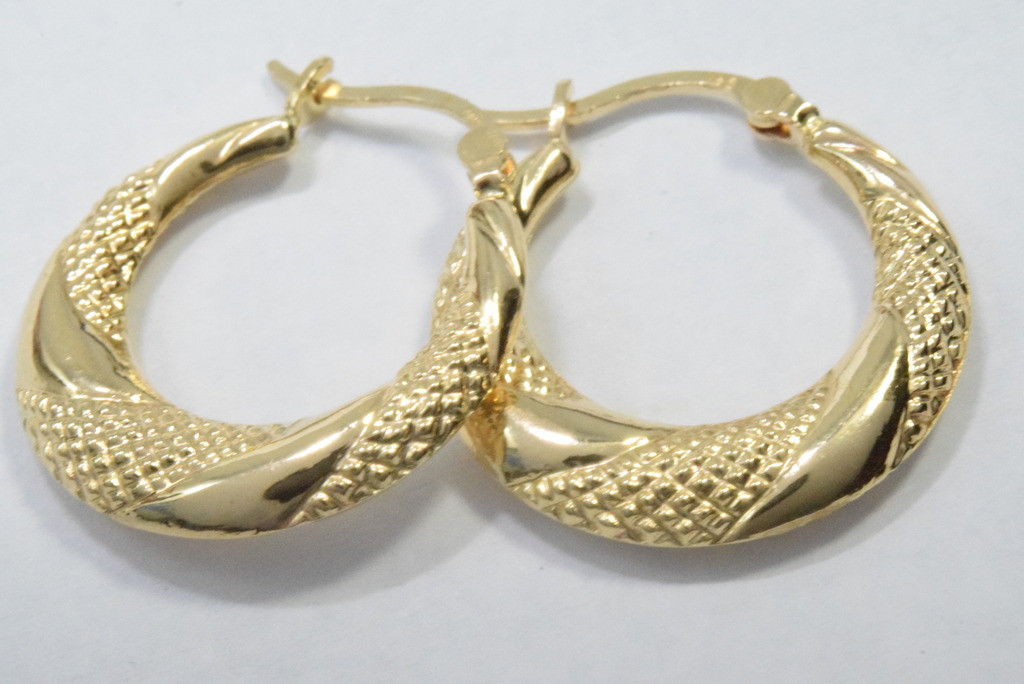 Real Gold Hoop Earrings
 Women s Hoop Earrings in 14k Real Gold Diamond Pattern