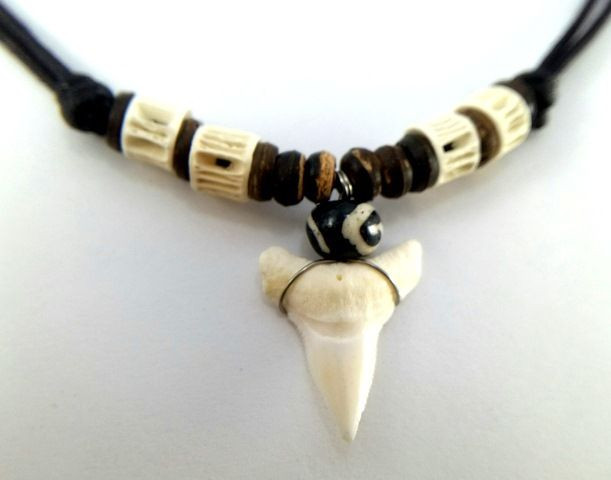 Real Shark Tooth Necklace
 NEW REAL NATURAL SHARK TOOTH SURFER CHOKER NECKLACE TEETH