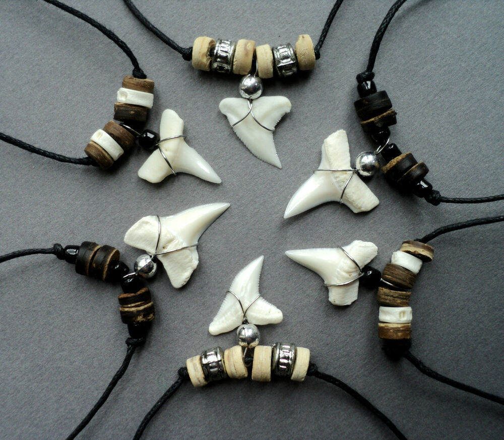 Real Shark Tooth Necklace
 SHARK TOOTH NECKLACE wood bead REAL SHARKS TEETH PENDANT