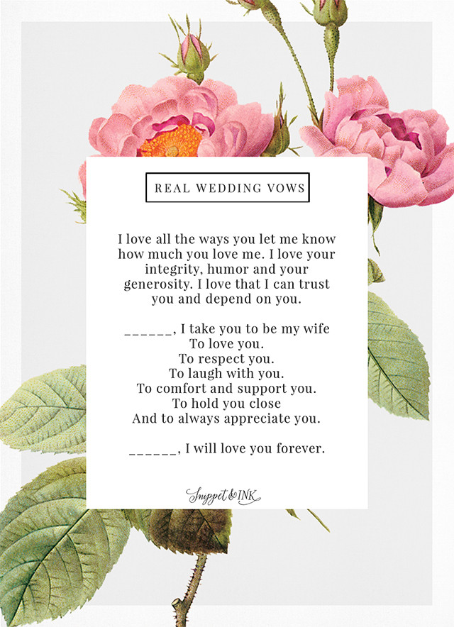 Real Wedding Vows
 Real Wedding Vows that are Thoughtful & Simple Snippet & Ink