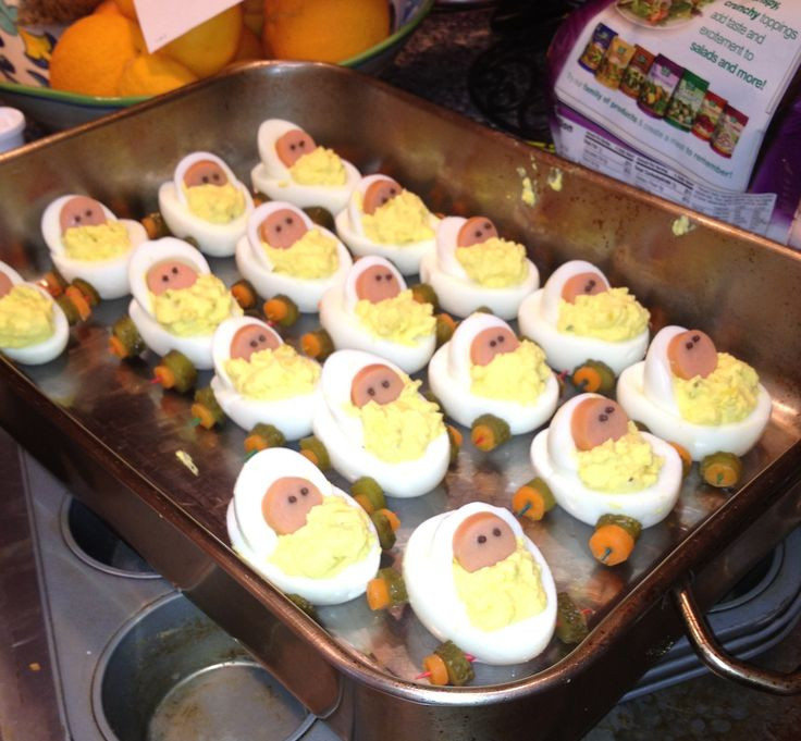 Recipes For Baby Showers
 deviled egg baby carriages I did these for the guys