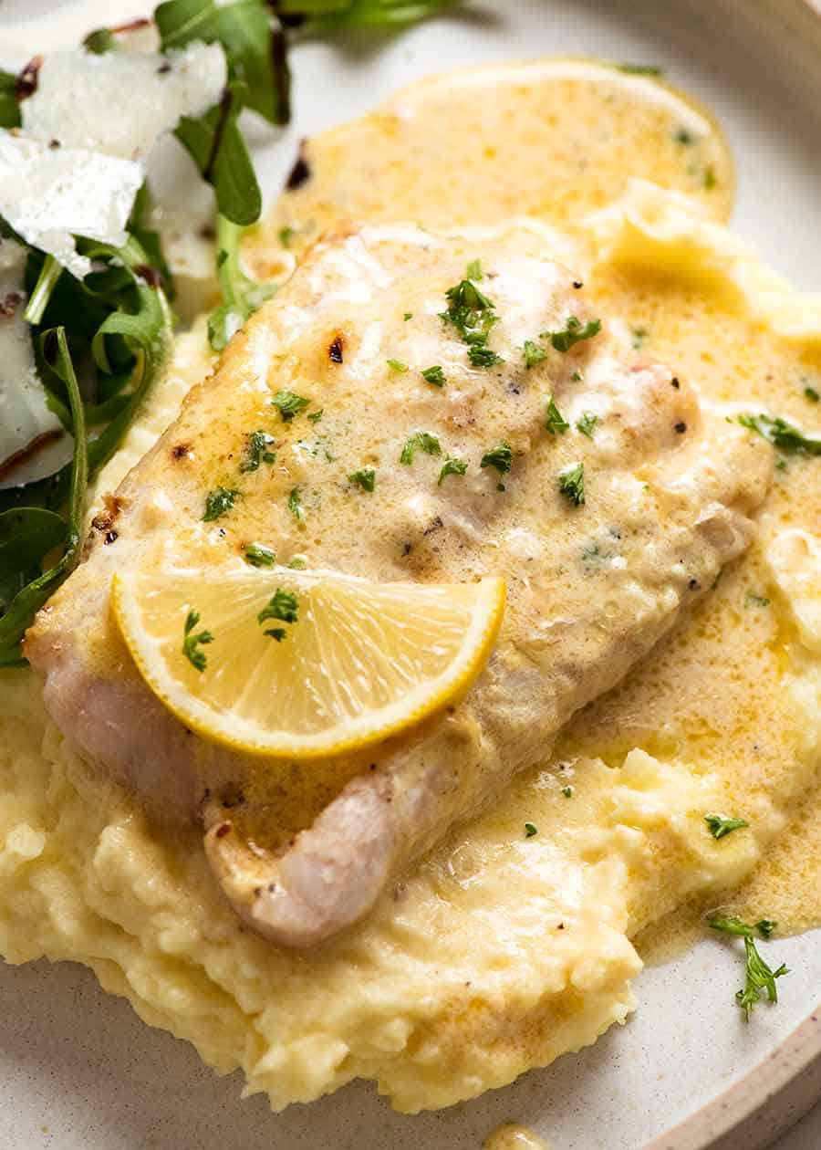 Recipes With Fish
 Baked Fish with Lemon Cream Sauce