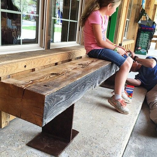 Reclaimed Wood Bench DIY
 DIY Reclaimed I Beam Benches