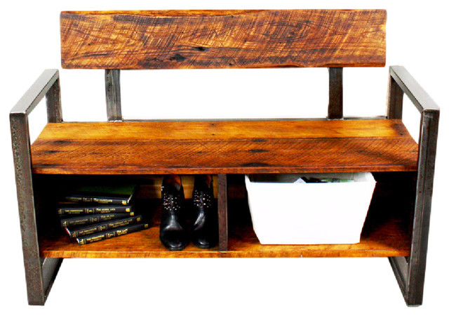 Reclaimed Wood Storage Bench
 Reclaimed Wood Storage Bench Industrial Accent And