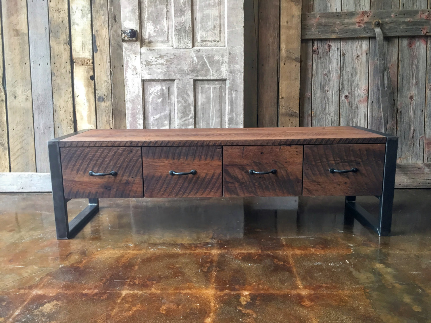 Reclaimed Wood Storage Bench
 Industrial Entryway Bench Made from Reclaimed Wood