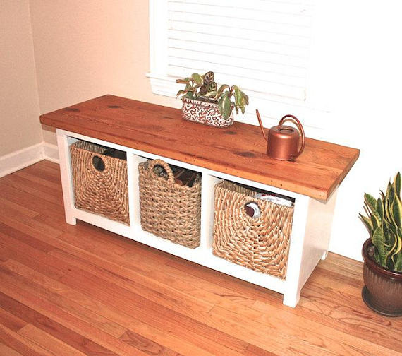 Reclaimed Wood Storage Bench
 Reclaimed Wood White Entryway Storage Bench