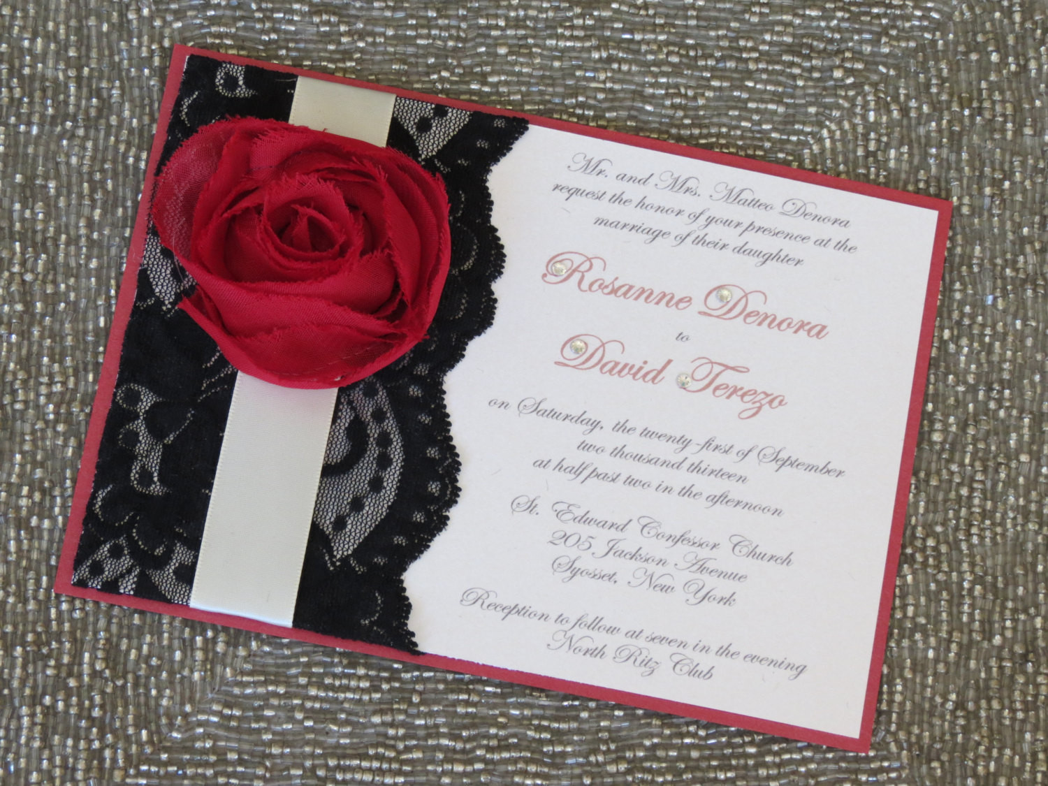 Red And Black Wedding Invitations
 LEXY Red Black and White Wedding Invitations Customizable