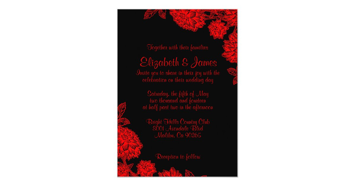 Red And Black Wedding Invitations
 Elegant Black And Red Wedding Invitations