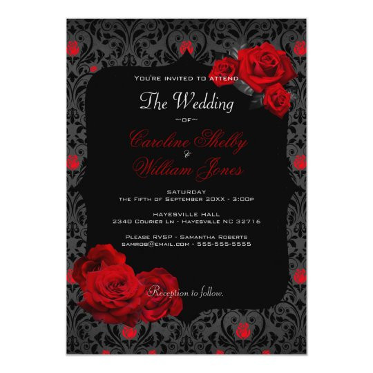 Red And Black Wedding Invitations
 Gothic Rose Black and Red Wedding Invitation