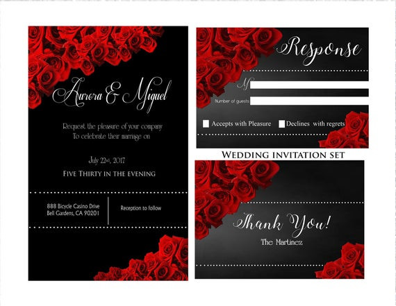 Red And Black Wedding Invitations
 Elegant Red and Black Wedding Invitations Red Roses Custom