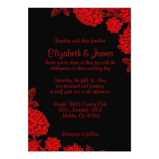Red And Black Wedding Invitations
 Elegant Black And Red Wedding Invitations Custom