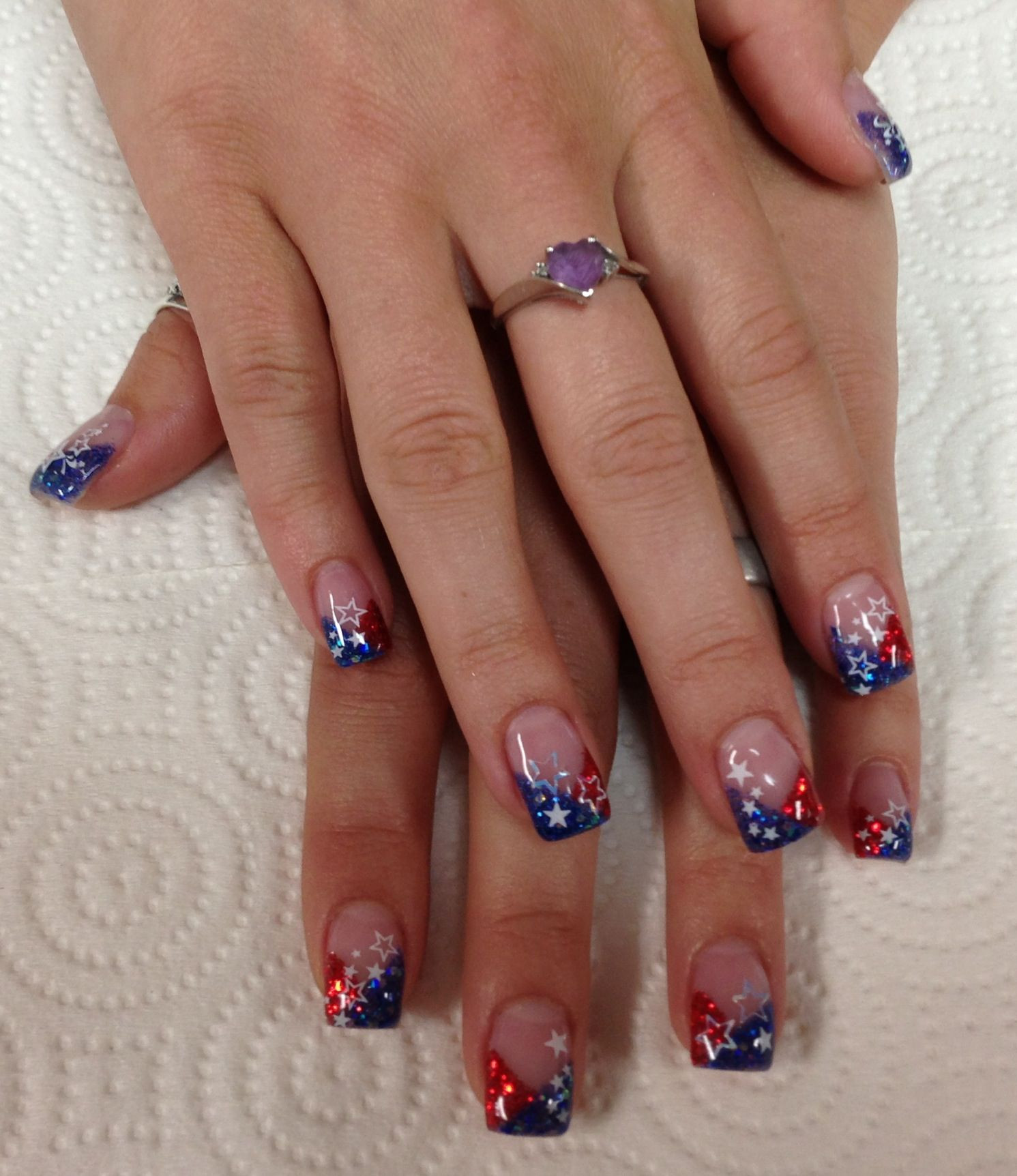 Red And Blue Nail Designs
 American Red white & blue Gel Nails by Janee Tittensor