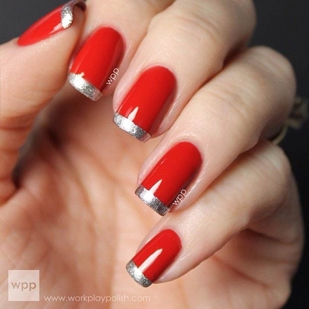 Red And Silver Glitter Nails
 31 Cool French Tip Nail Designs Page 3 of 3