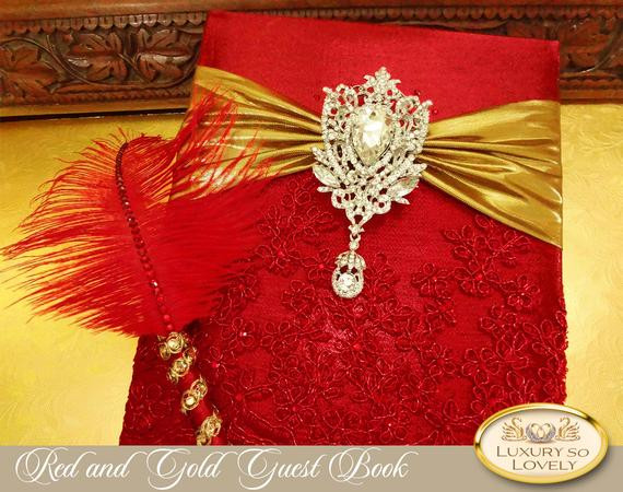 Red And White Wedding Guest Book
 Red Wedding Guest Book Red and Gold Guest Book Unique Guest