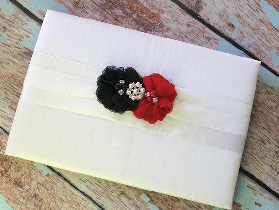 Red And White Wedding Guest Book
 Your Color Wedding Guest Book Black and Red Guest Book