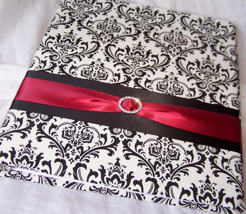 Red And White Wedding Guest Book
 GUEST BOOK Advice Book Red Wedding Black and White Damask