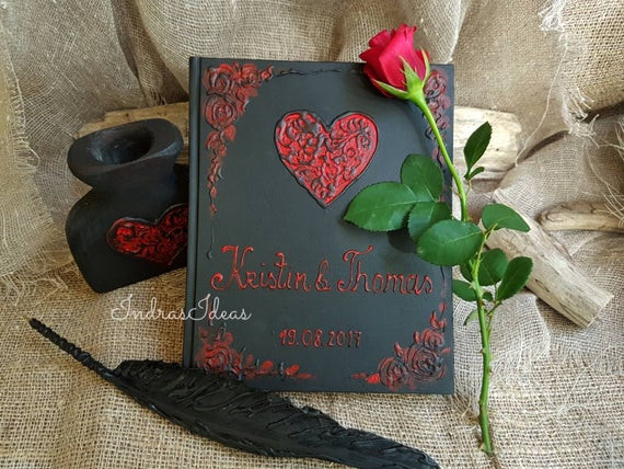 Red And White Wedding Guest Book
 Black Red Wedding Guest book Black Guest book Personalized