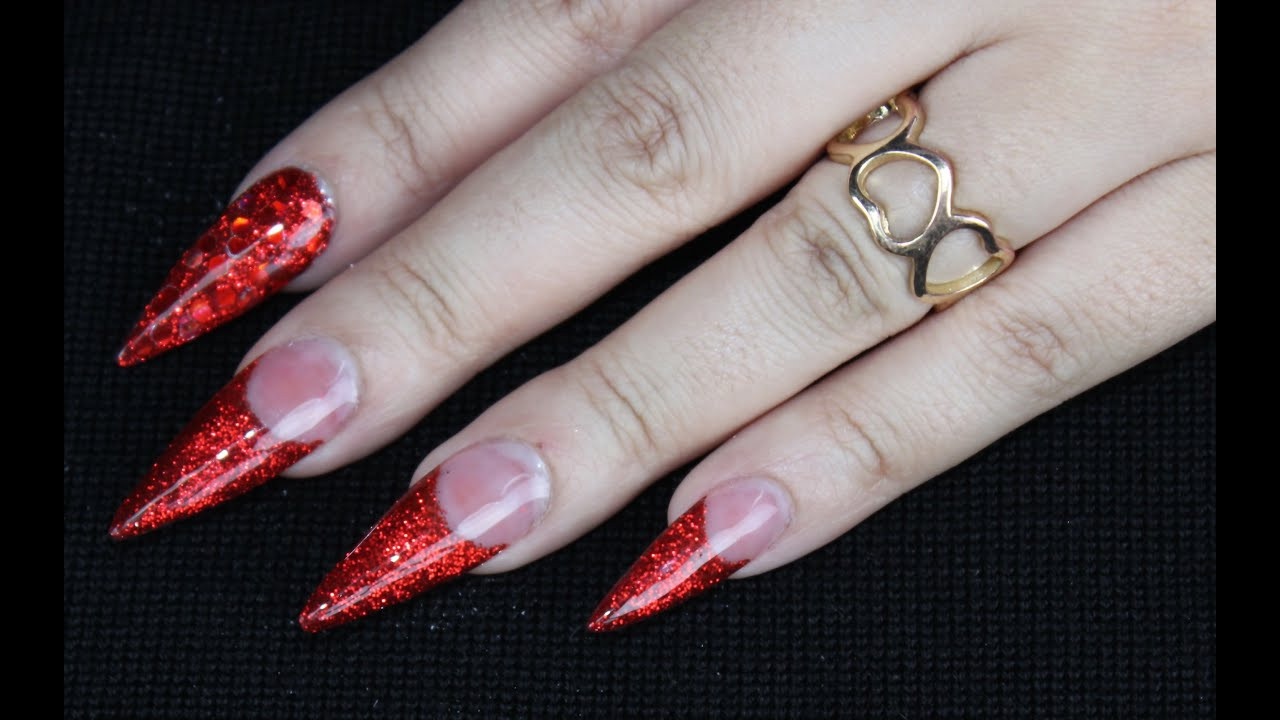 Red Glitter Acrylic Nails
 Red Glitter Nails Acrylic Stiletto