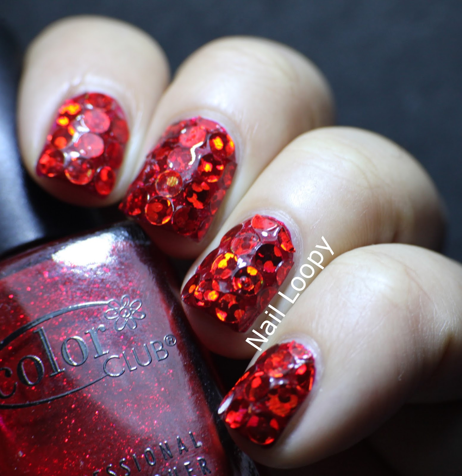Red Glitter Nails
 nail loopy SUPER HOLOGRPAHIC & SPARKLY RED GLITTER NAILS