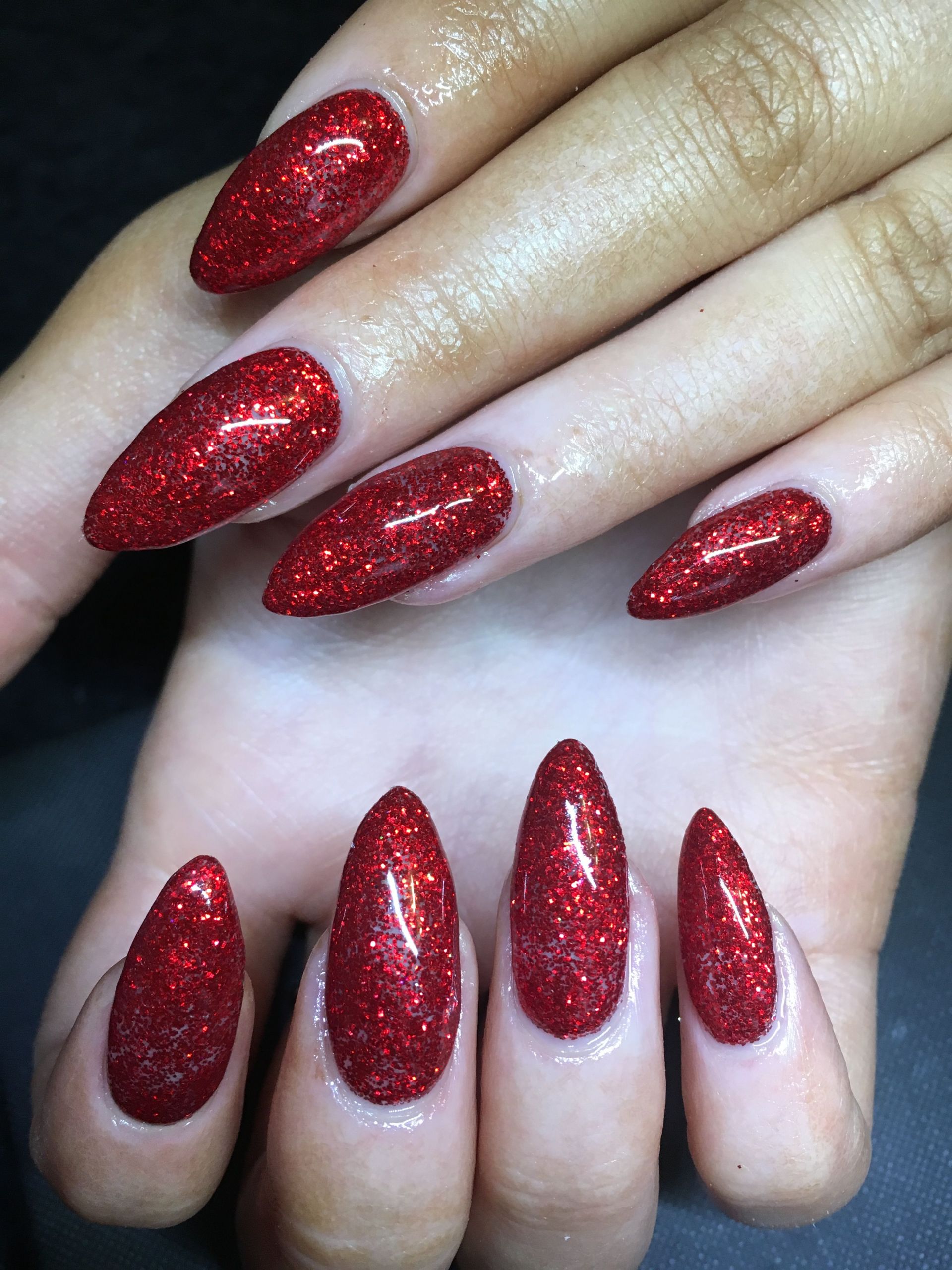 Red Glitter Nails
 Calgel nails red nails glitter nails Christmas nails