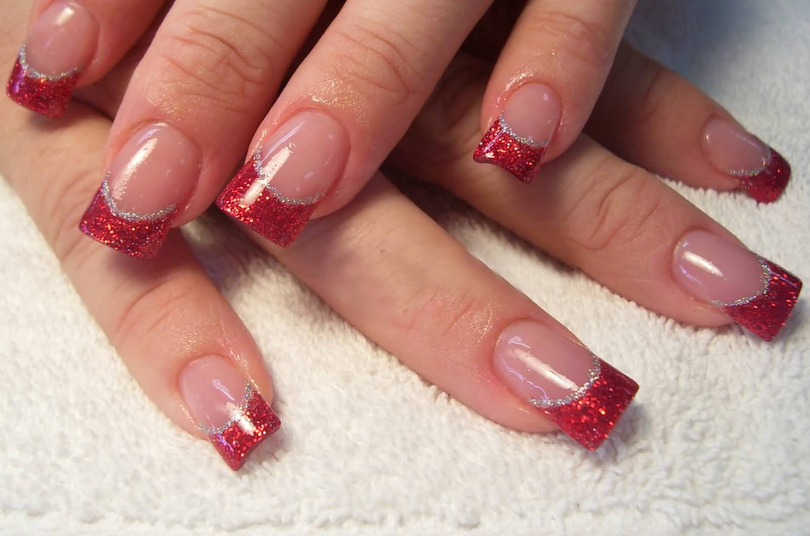 Red Glitter Tip Nails
 52 Classic Glitter Nail Art Design Ideas For Trendy Girls