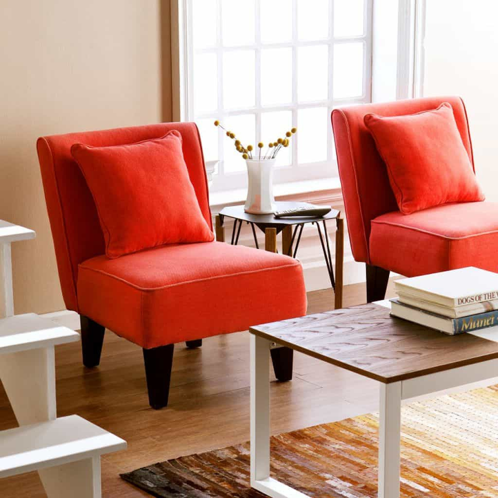 Red Living Room Chair
 Living Room With Red Slipper Chairs And End Table A