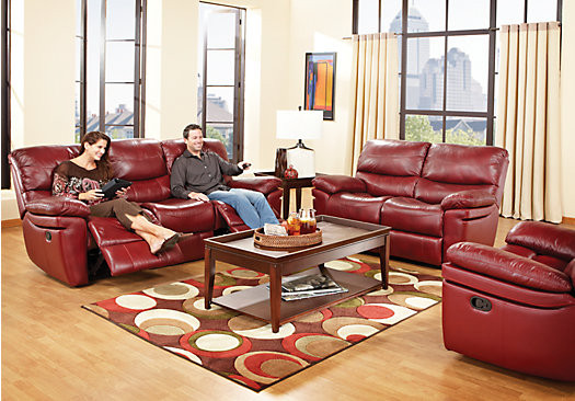 Red Living Room Chairs
 La Verona Red Leather 5 Pc Living Room Leather Living