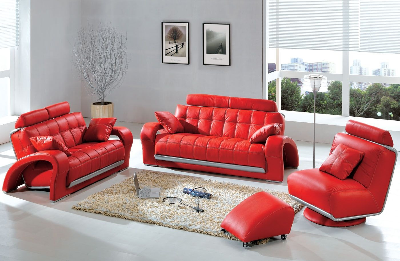 Red Living Room Chairs
 Modern & Contemporary Leather Sofa & Sectional Sets