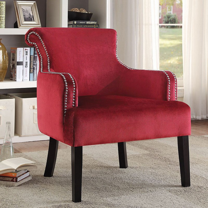 Red Living Room Chairs
 Elegant Accent Chair w Nailhead Trim Red Accent