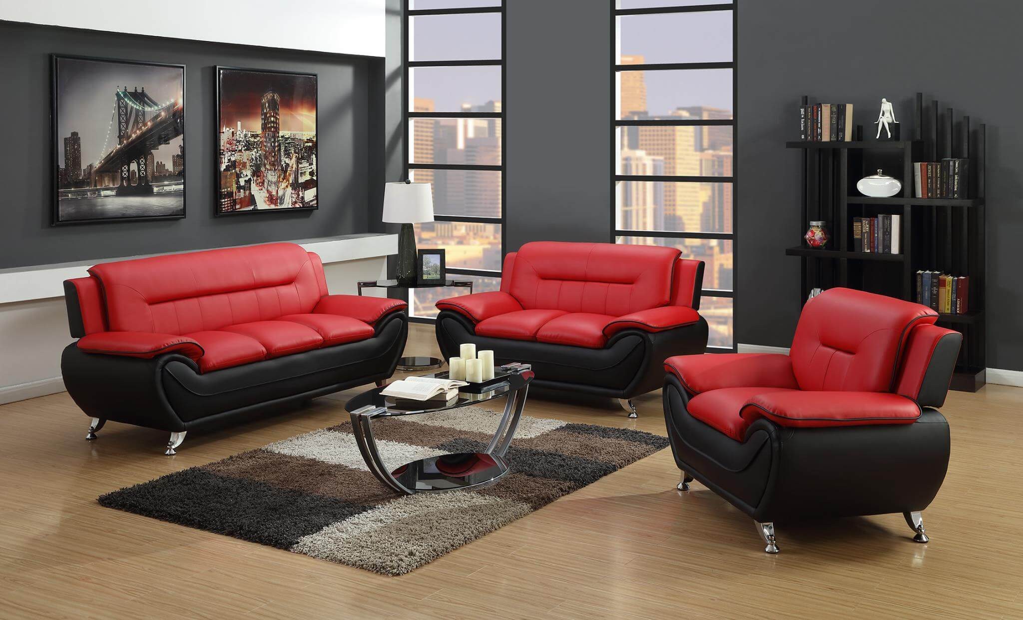 Red Living Room Chairs
 Red and Black Living Room Set