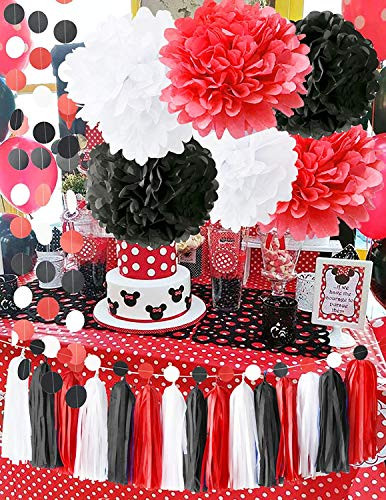 Red Minnie Mouse Birthday Decorations
 Minnie Mouse Party Supplies WHITE BLACK RED Baby Ladybug