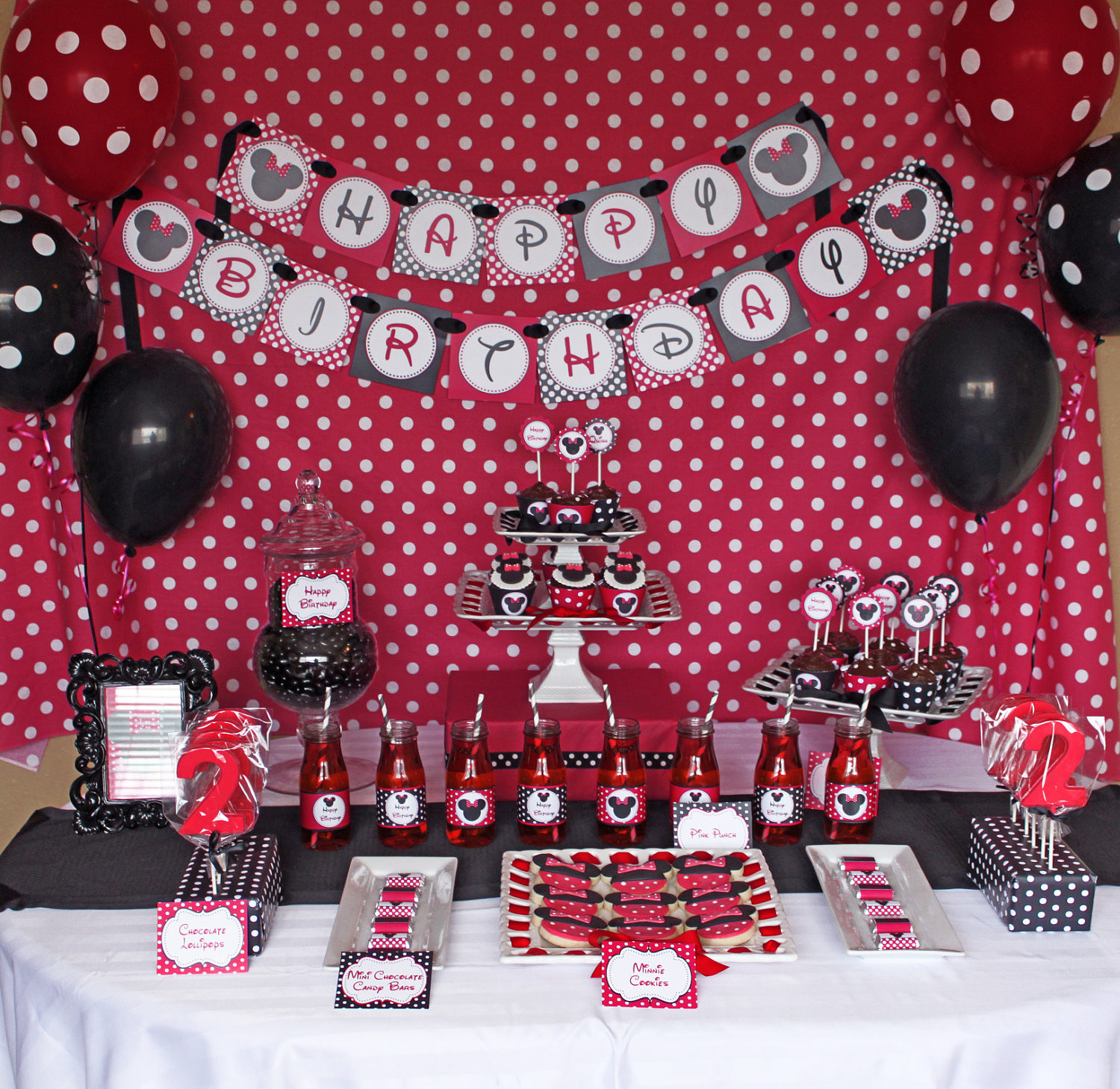 Red Minnie Mouse Birthday Decorations
 Minnie Mouse birthday party package Red Deluxe PRINTABLE