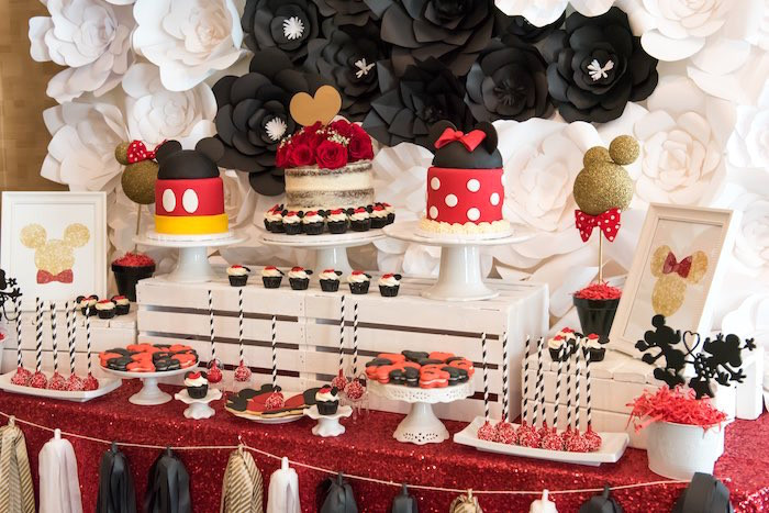 Red Minnie Mouse Birthday Decorations
 Kara s Party Ideas Glam Minnie Mouse Birthday Party