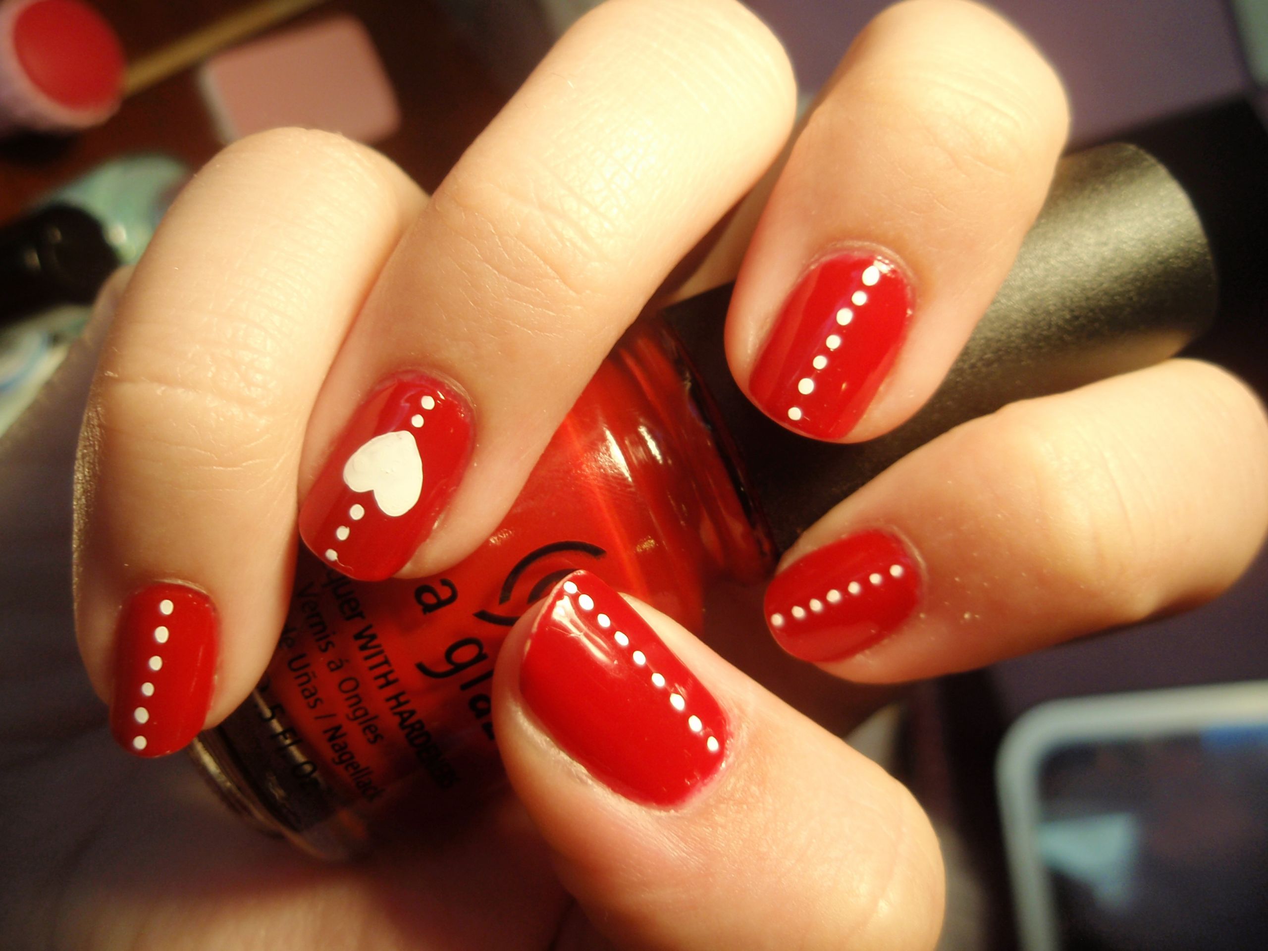Red Nail Designs
 Lin s Lacquer Red with White Dots